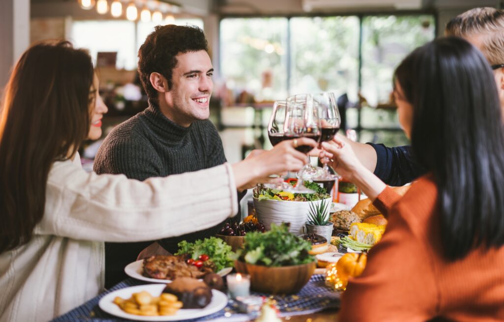 Dining wine cheers party thanksgiving